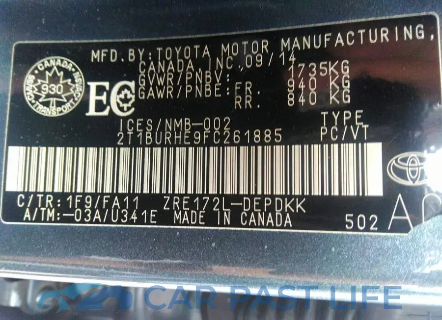 2T1BURHE9FC261885# 9