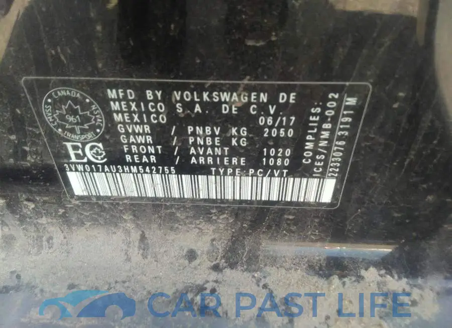 3VW017AU3HM542755# 9