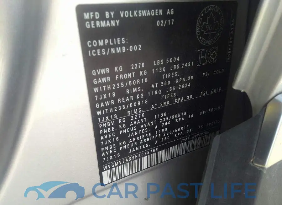 WVGMV7AX9HK028768# 9