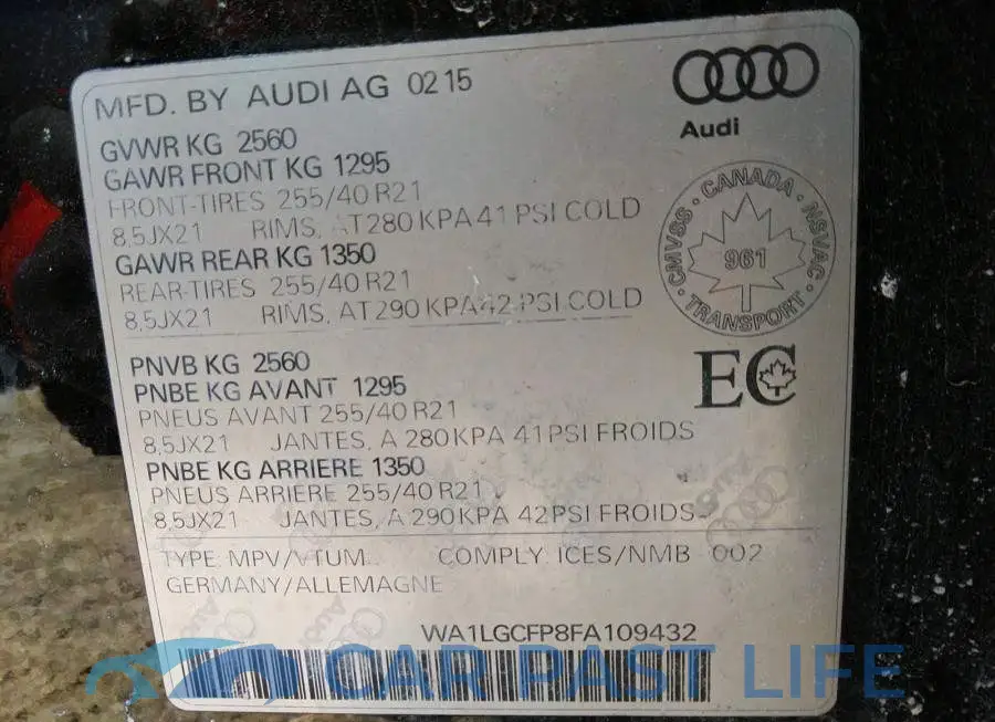 WA1LGCFP8FA109432# 9