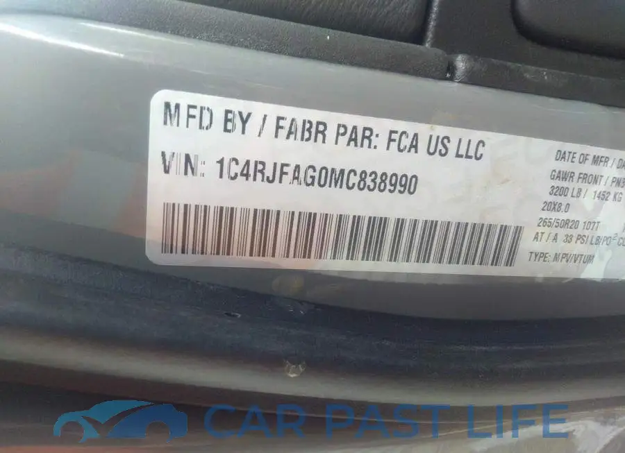 1C4RJFAG0MC838990# 9