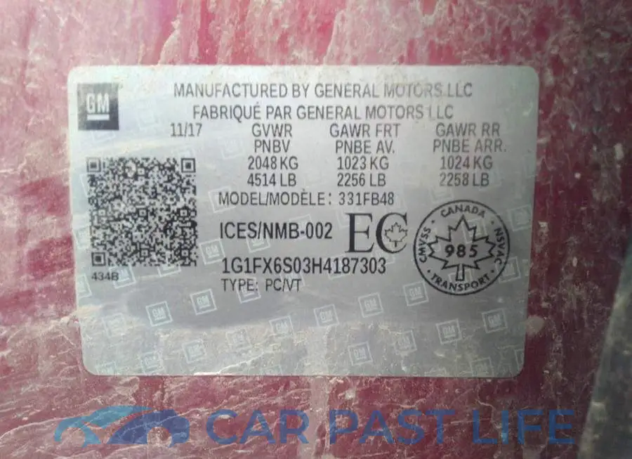 1G1FX6S03H4187303# 9