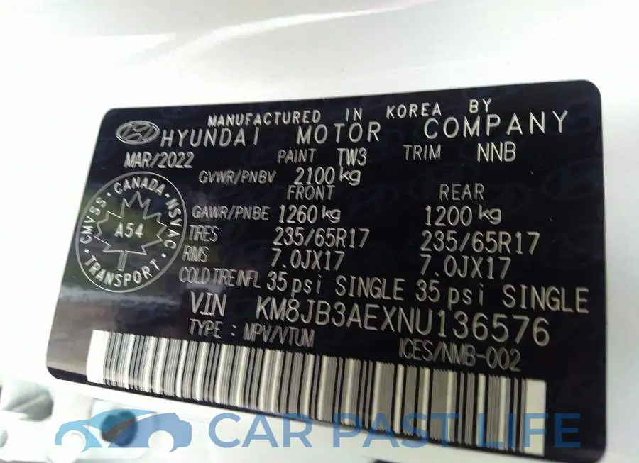 KM8JB3AEXNU136576# 9