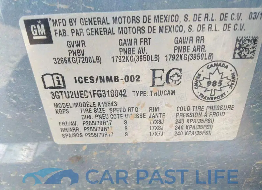 3GTU2UEC1FG318042# 9