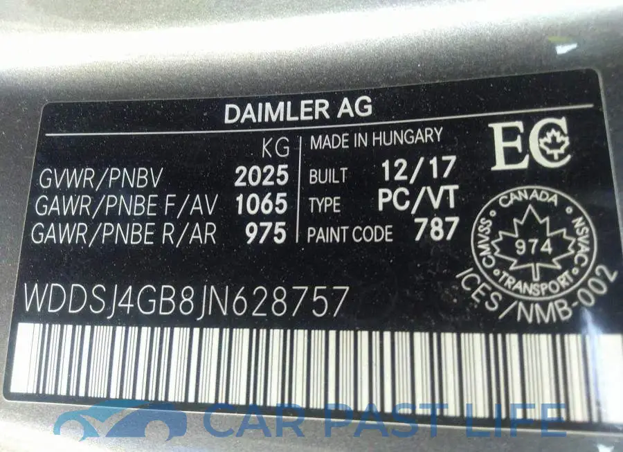 WDDSJ4GB8JN628757# 9
