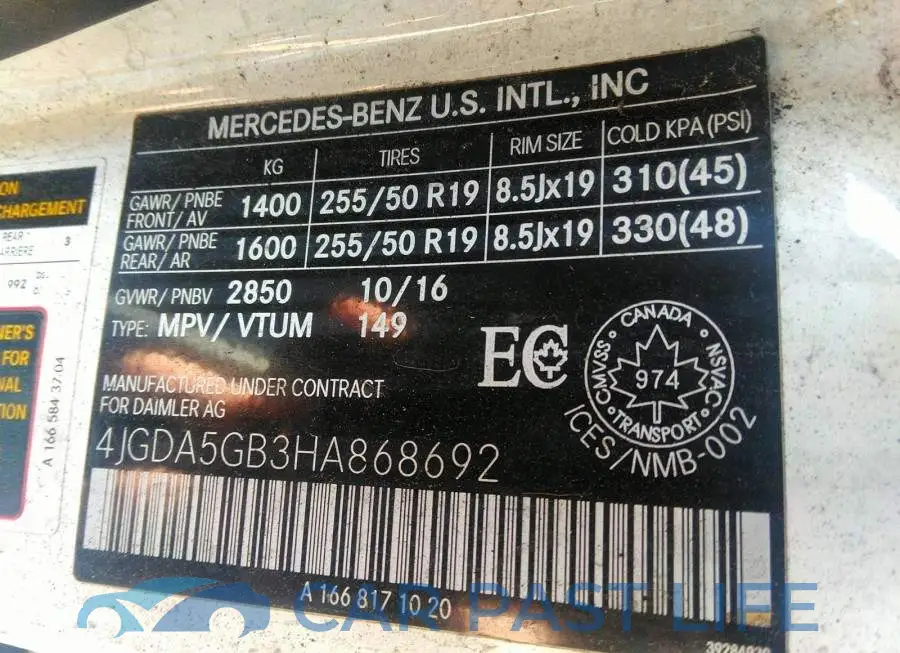 4JGDA5GB3HA868692# 9