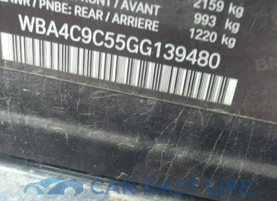 WBA4C9C55GG139480# 9
