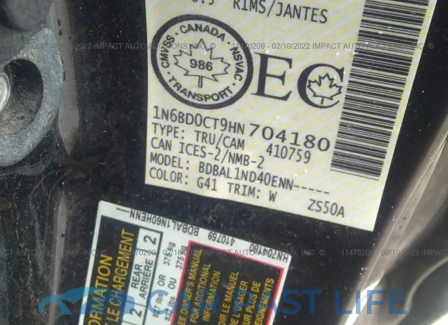 1N6BD0CT9HN704180# 9