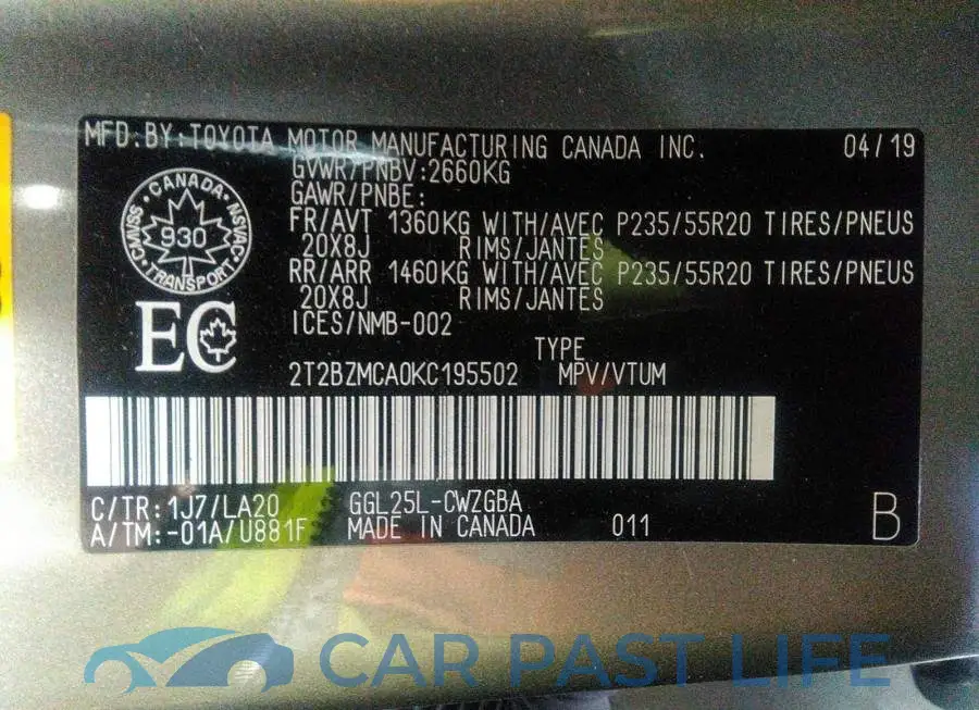 2T2BZMCA0KC195502# 9