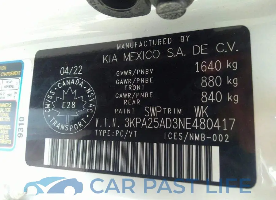 3KPA25AD3NE480417# 9