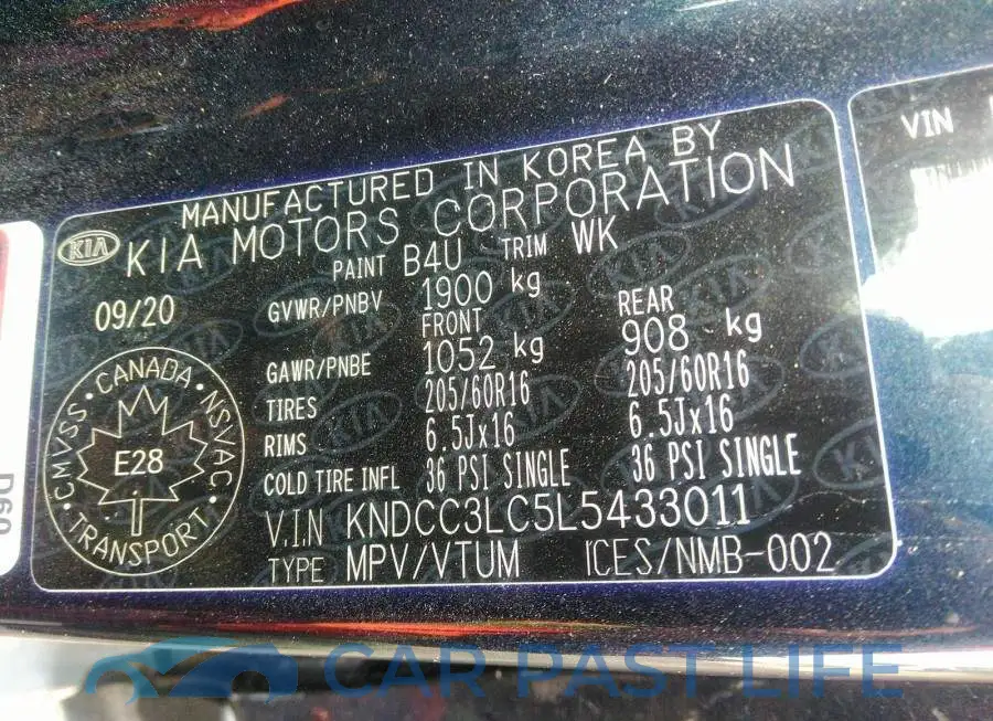 KNDCC3LC5L5433011# 9