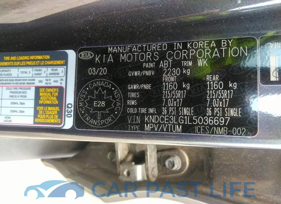 KNDCE3LG1L5036697# 9