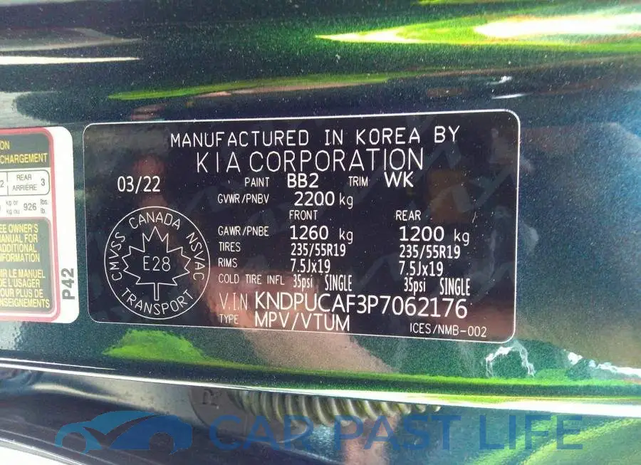 KNDPUCAF3P7062176# 9