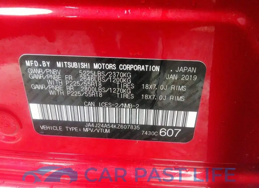JA4J24A54KZ607835# 9
