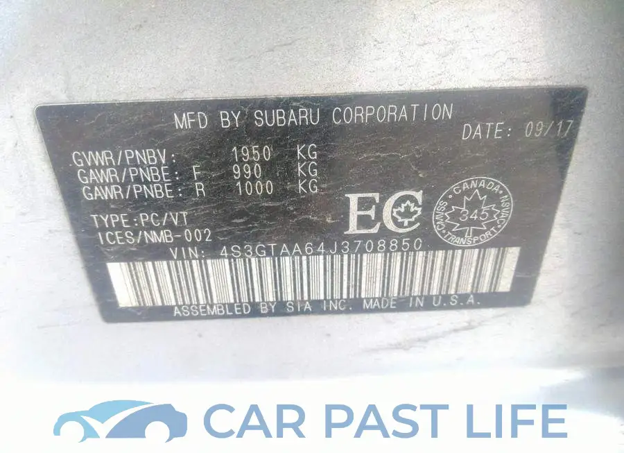 4S3GTAA64J3708850# 9