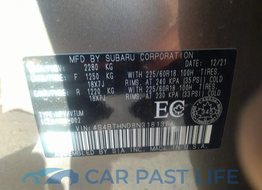 4S4BTHND8N3181361# 9