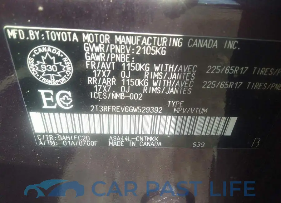 2T3RFREV6GW529392# 9