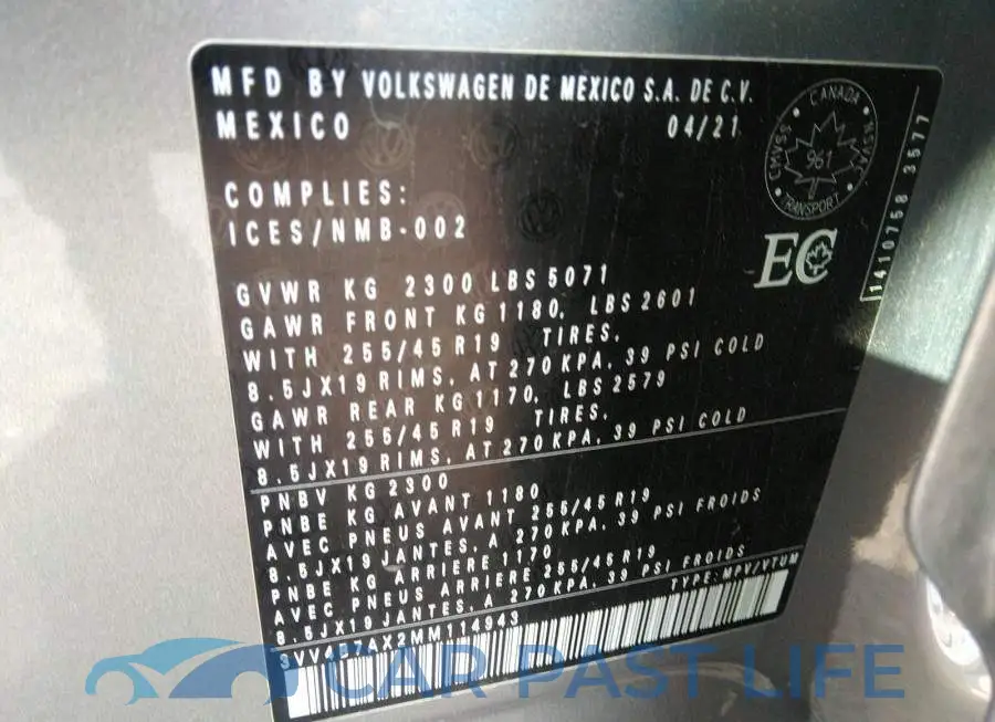 3VV4B7AX2MM114943# 9