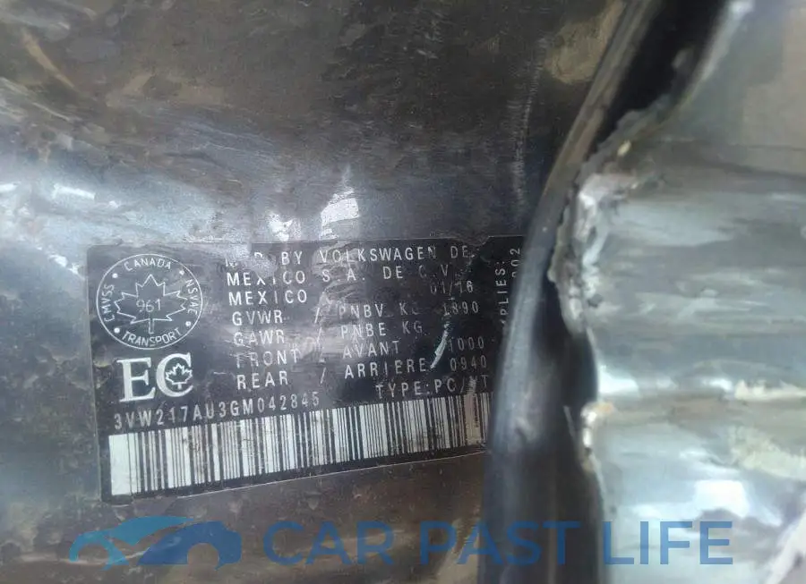 3VW217AU3GM042845# 9