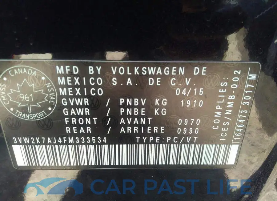 3VW2K7AJ4FM333534# 9