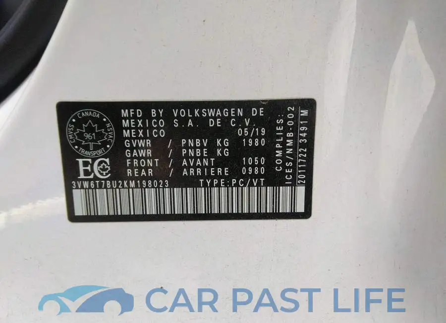3VW6T7BU2KM198023# 9
