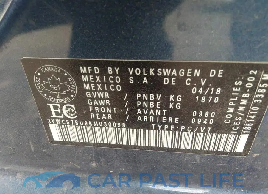 3VWC57BU9KM030098# 9