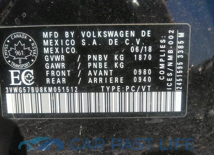 3VWG57BU8KM051512# 9