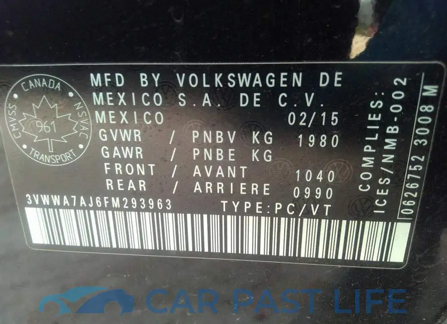 3VWWA7AJ6FM293963# 9