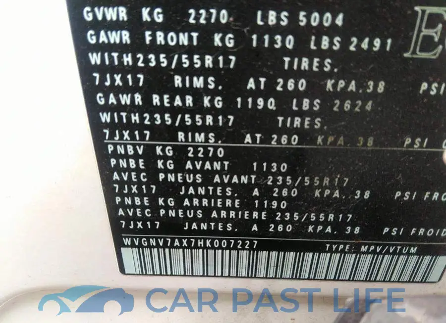 WVGNV7AX7HK007227# 9