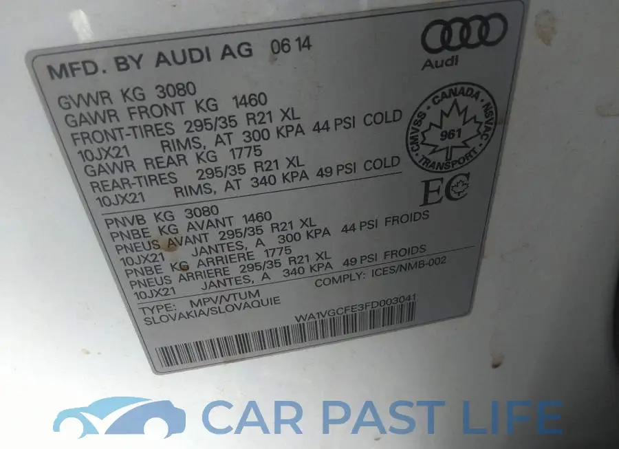 WA1VGCFE3FD003041# 9