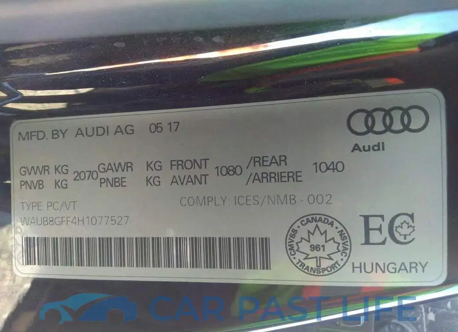 WAUB8GFF4H1077527# 9