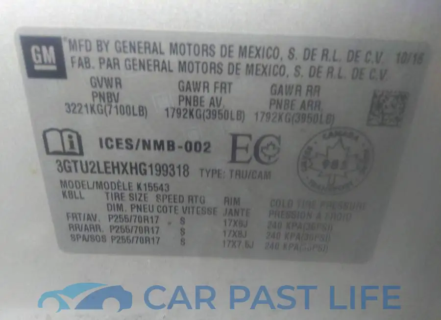 3GTU2LEHXHG199318# 9