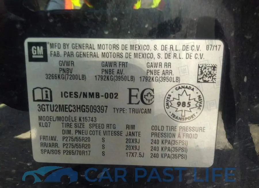 3GTU2MEC3HG509397# 9