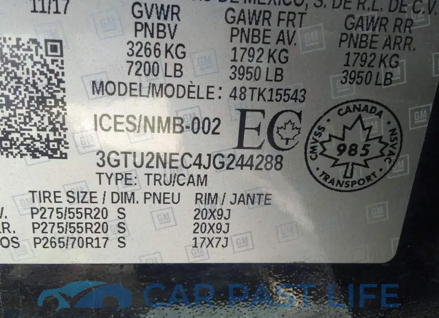 3GTU2NEC4JG244288# 9