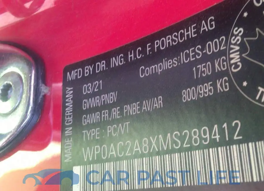 WP0AC2A8XMS289412# 9