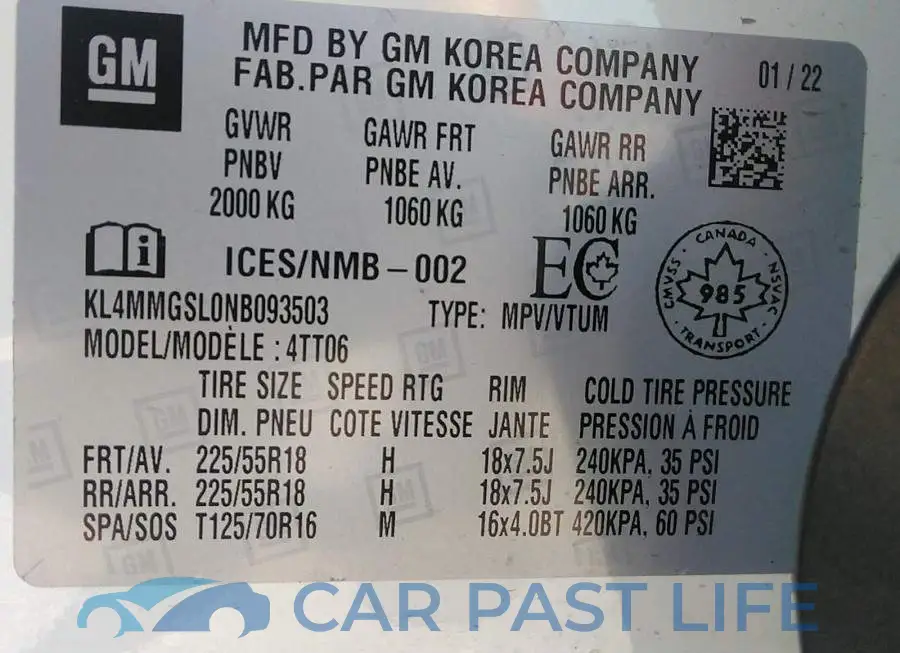 KL4MMGSL0NB093503# 9