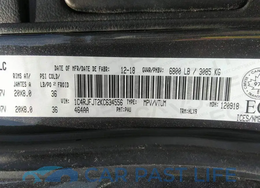 1C4RJFJT2KC634556# 9