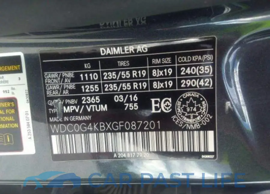 WDC0G4KBXGF087201# 9