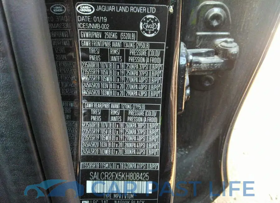 SALCR2FX5KH808425# 9