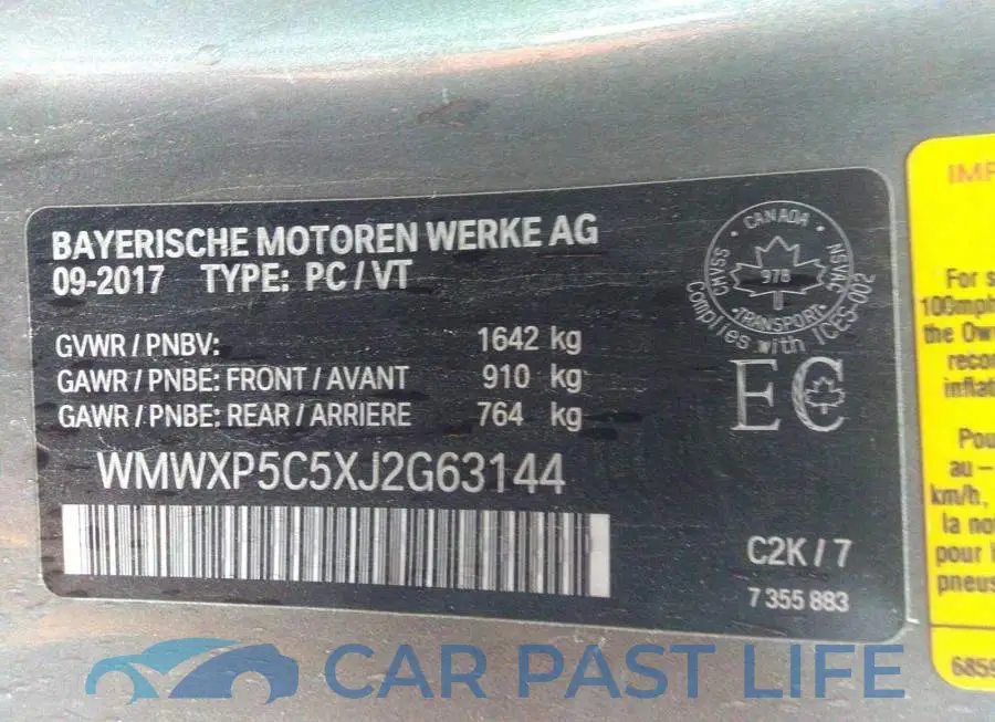 WMWXP5C5XJ2G63144# 9