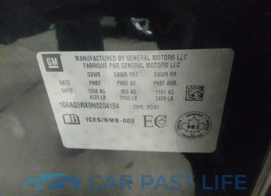 1G6AG5RX8H0204184# 9