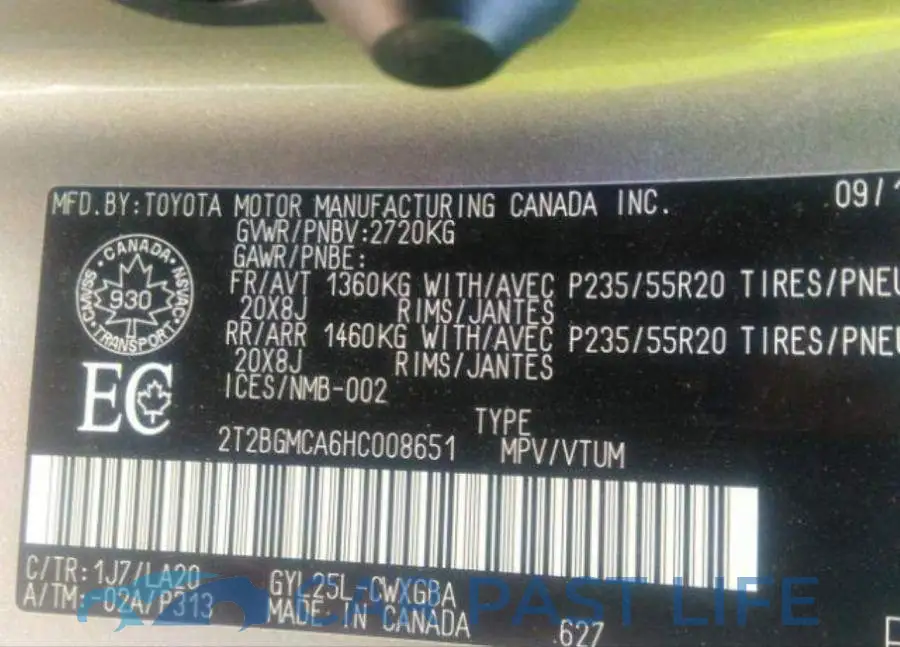 2T2BGMCA6HC008651# 10