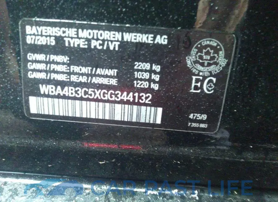 WBA4B3C5XGG344132# 9