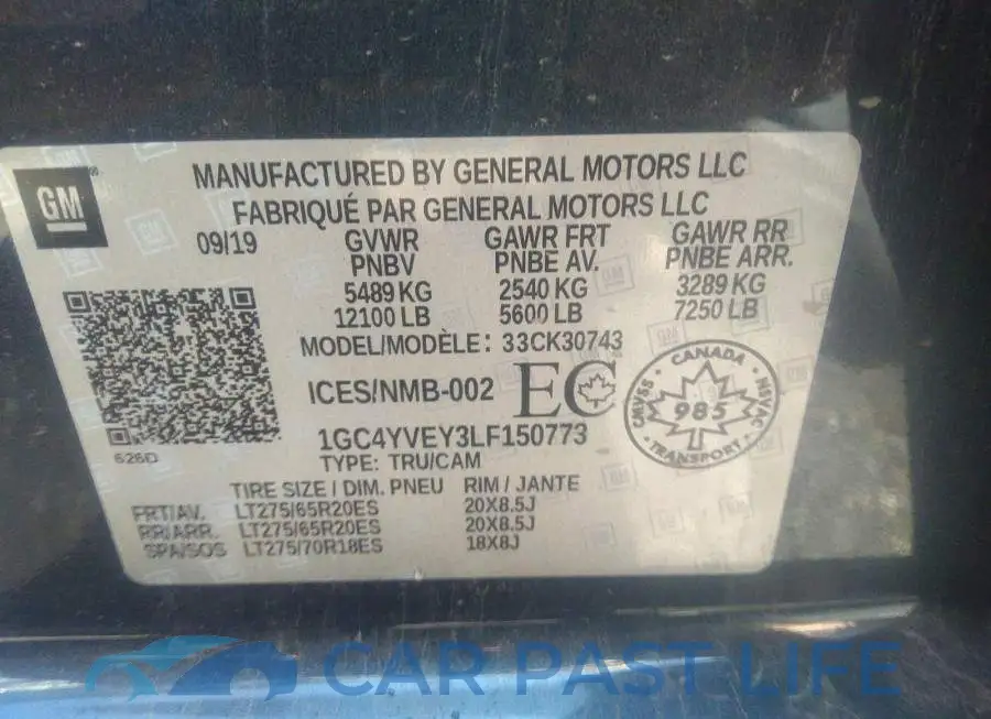 1GC4YVEY3LF150773# 9