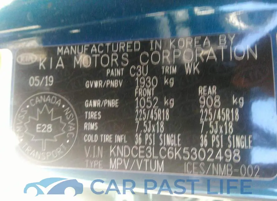 KNDCE3LC6K5302498# 9