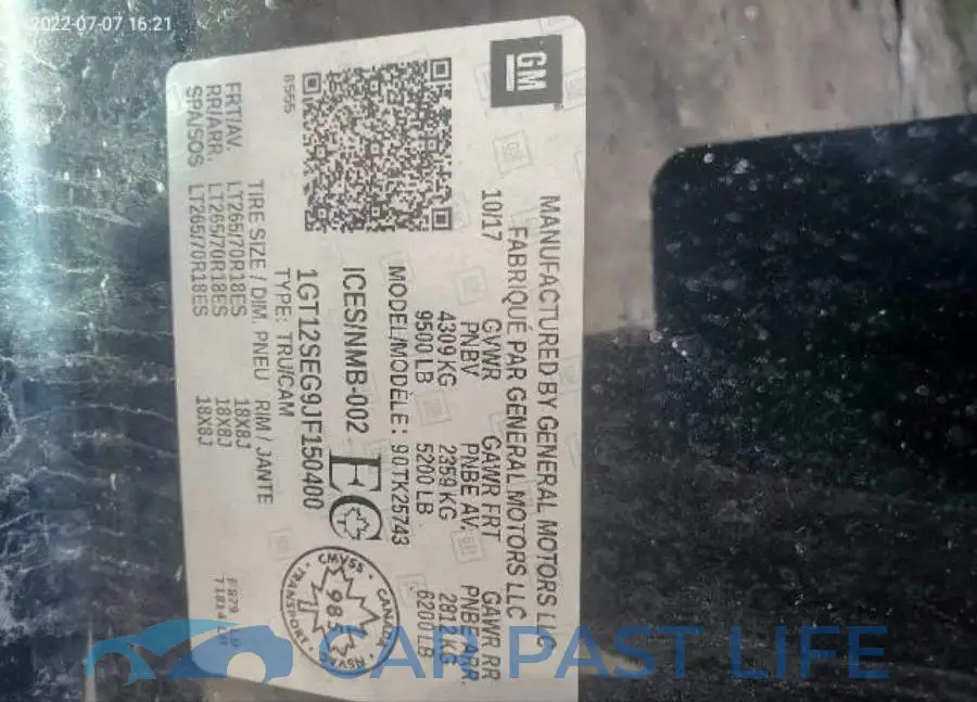 1GT12SEG9JF150400# 9