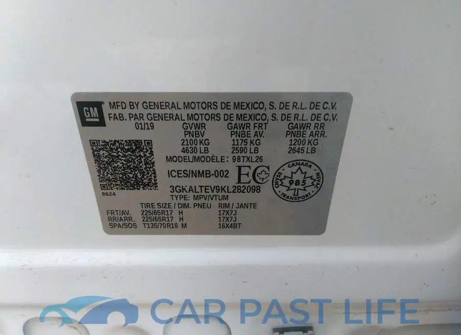 3GKALTEV9KL282098# 9