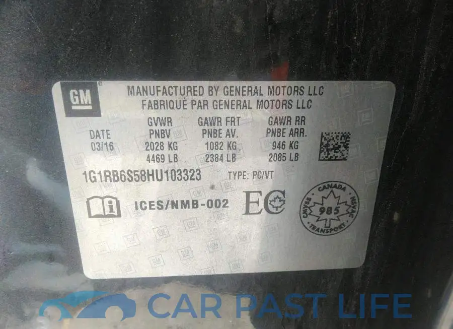1G1RB6S58HU103323# 9