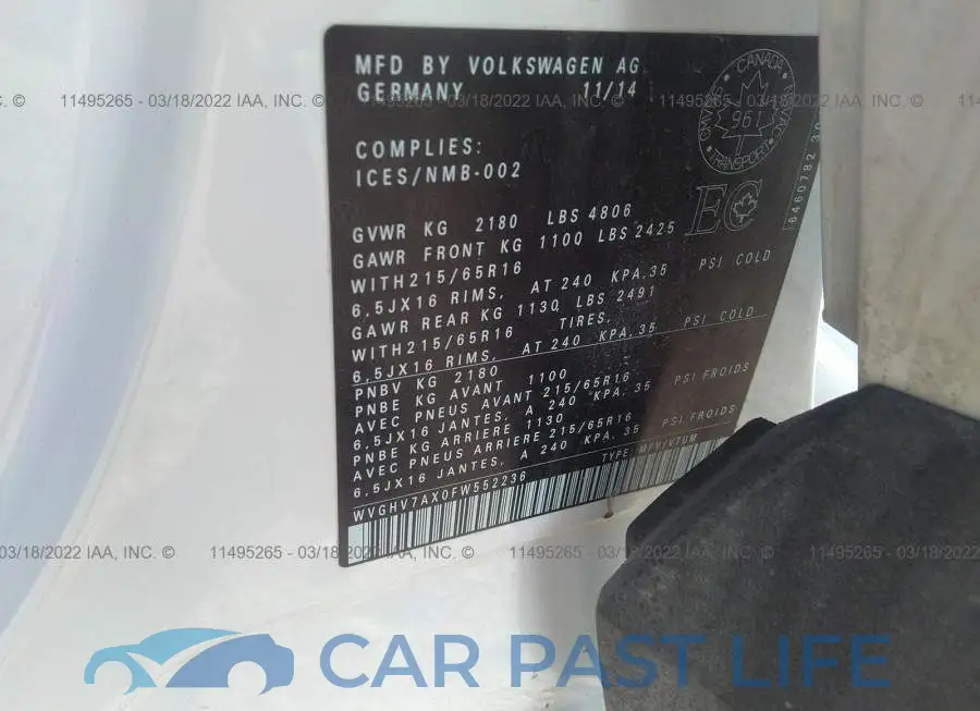 WVGHV7AX0FW552236# 9