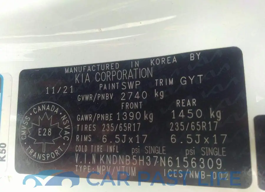 KNDNB5H37N6156309# 9